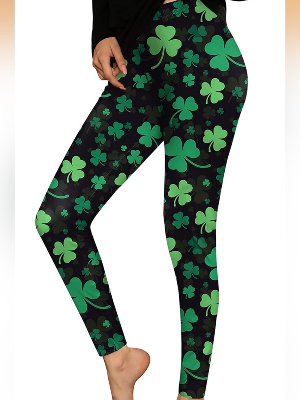 ALIREVERIE women’s st Patrick’s day black & green leggings size XXL